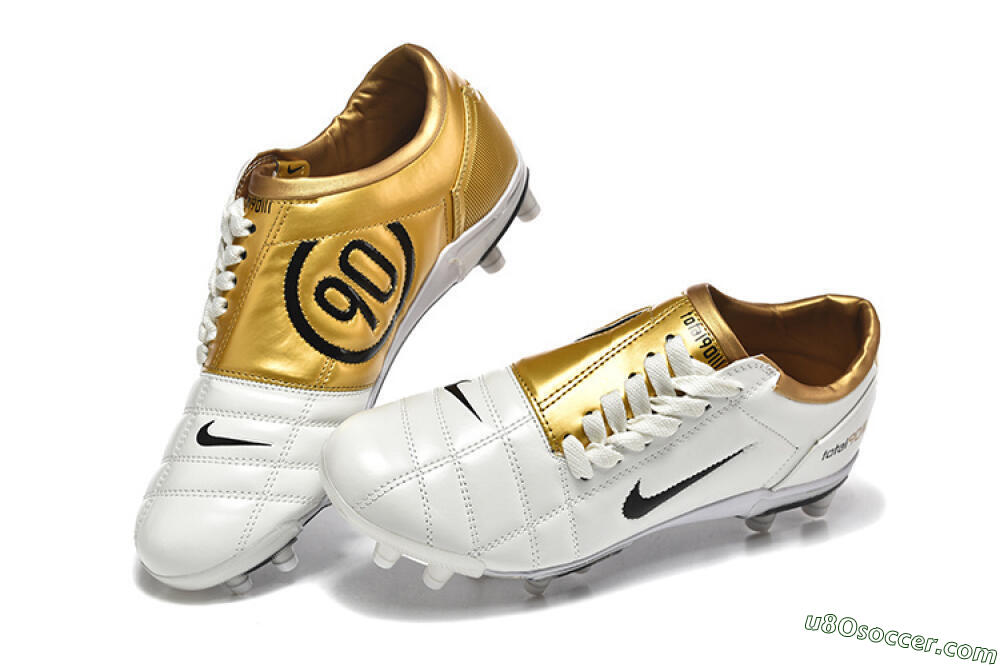 Nike Air Zoom Total 90 III FG Firm Ground Soccer Cleats - White/Black/Gold 6