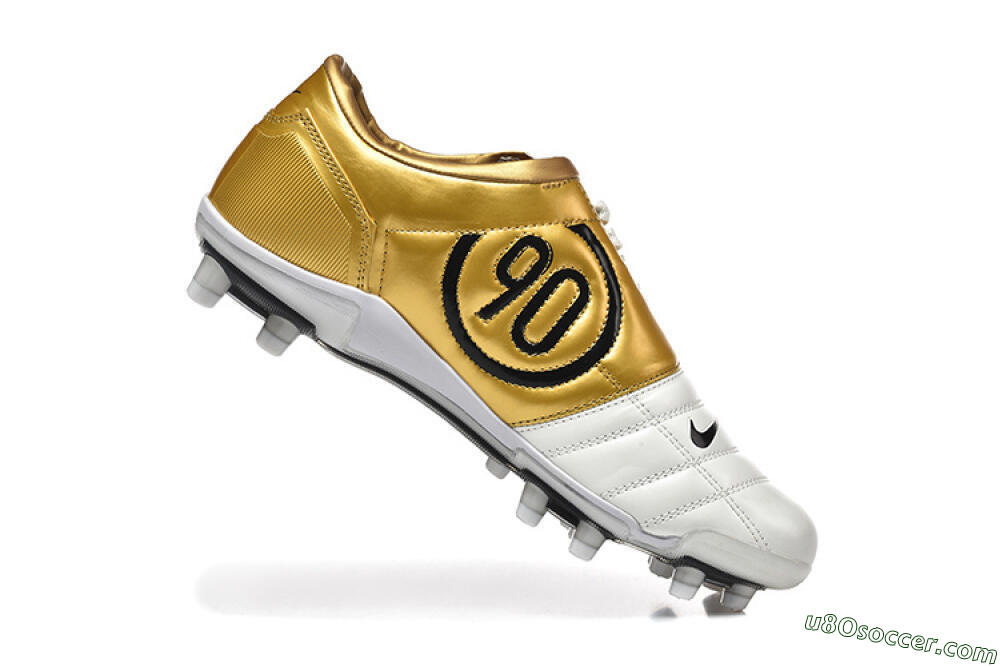 Nike Air Zoom Total 90 III FG Firm Ground Soccer Cleats - White/Black/Gold 7