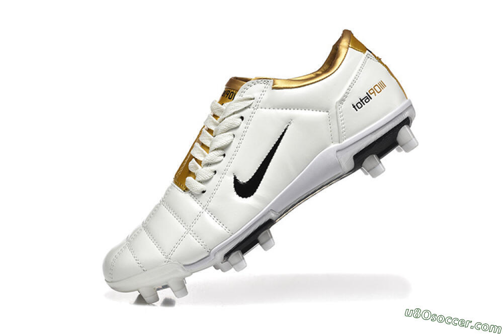 Nike Air Zoom Total 90 III FG Firm Ground Soccer Cleats - White/Black/Gold 8