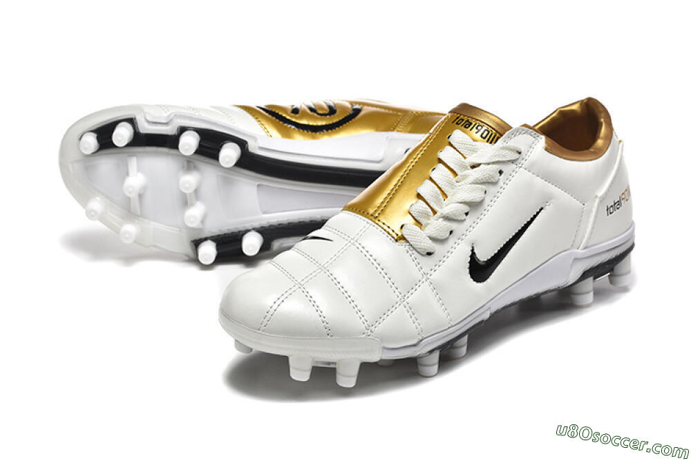 Nike Air Zoom Total 90 III FG Firm Ground Soccer Cleats - White/Black/Gold 3