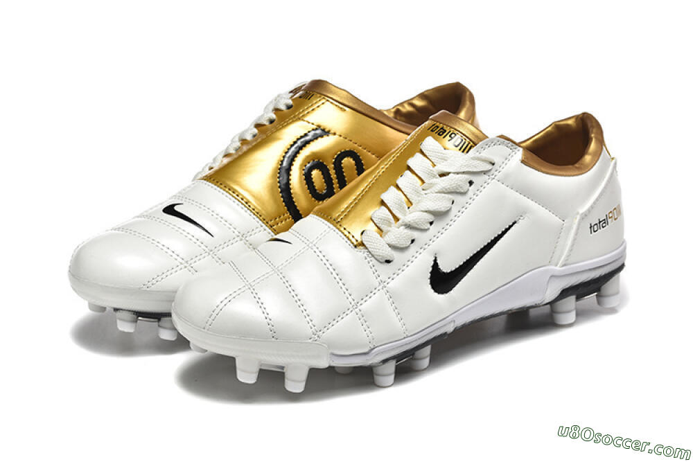 Nike Air Zoom Total 90 III FG Firm Ground Soccer Cleats - White/Black/Gold 5