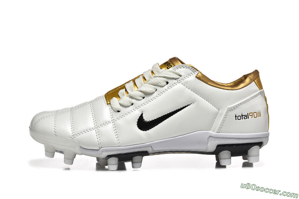 Nike Air Zoom Total 90 III FG Firm Ground Soccer Cleats - White/Black/Gold 2