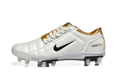Nike Air Zoom Total 90 III FG Firm Ground Soccer Cleats - White/Black/Gold