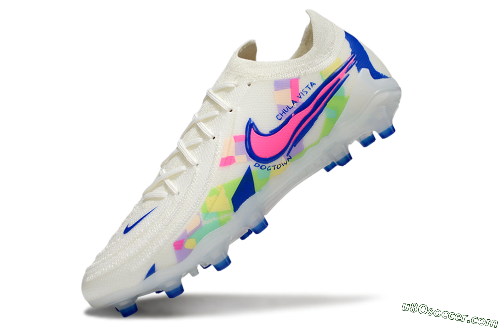 Nike Phantom GX 2 Elite AG Artificial Grass Soccer Cleats - White/Blue/Pink 6