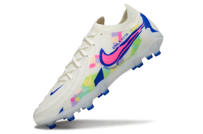 Nike Phantom GX 2 Elite AG Artificial Grass Soccer Cleats - White/Blue/Pink