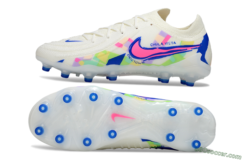Nike Phantom GX 2 Elite AG Artificial Grass Soccer Cleats - White/Blue/Pink 0