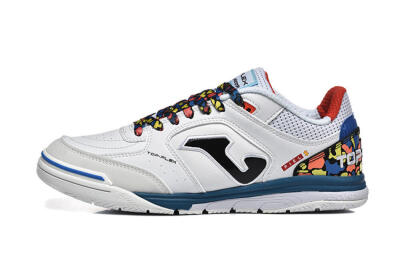 Joma Top Flex IC Indoor & Futsal Soccer Shoes - White/Blue/Red/Yellow