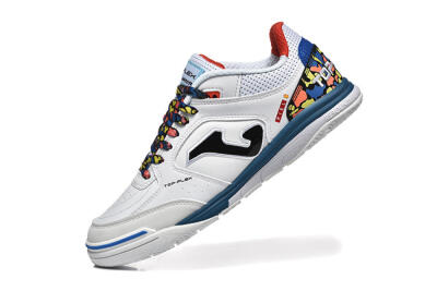 Joma Top Flex IC Indoor & Futsal Soccer Shoes - White/Blue/Red/Yellow
