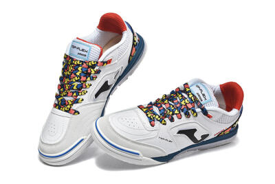 Joma Top Flex IC Indoor & Futsal Soccer Shoes - White/Blue/Red/Yellow