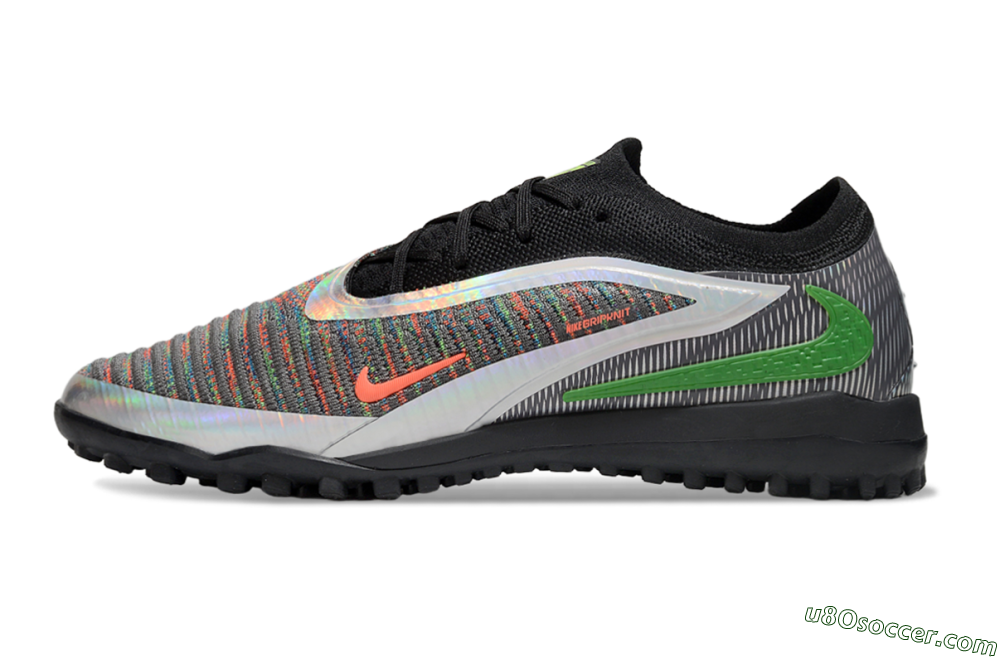 Nike Phantom 6 Elite TF Artificial Turf Soccer Shoes - Grey/Silver/Black 2