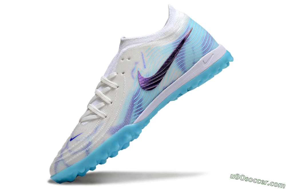 Nike Phantom GX 2 Elite TF Artificial Turf Soccer Shoes - White/Purple/Jade 5