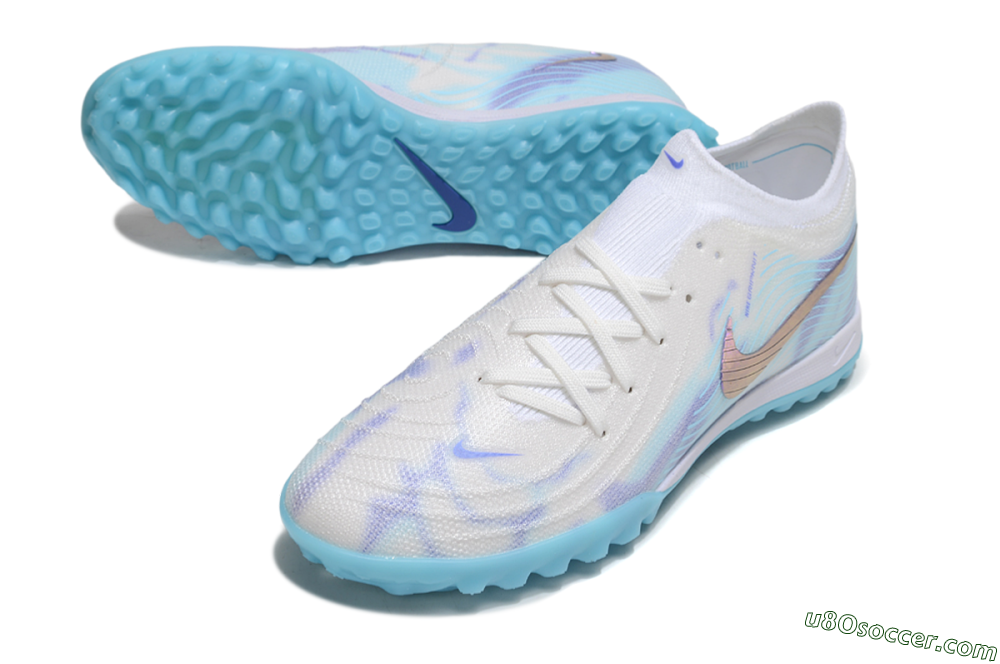 Nike Phantom GX 2 Elite TF Artificial Turf Soccer Shoes - White/Purple/Jade 3
