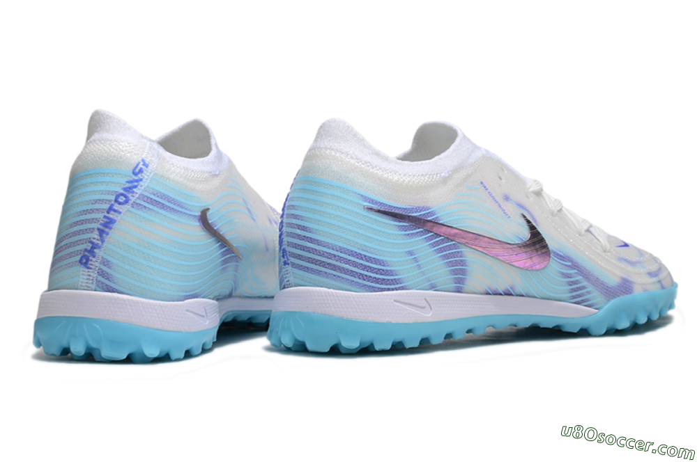 Nike Phantom GX 2 Elite TF Artificial Turf Soccer Shoes - White/Purple/Jade 6