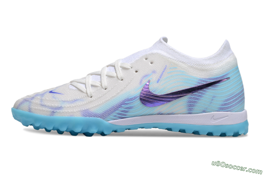 Nike Phantom GX 2 Elite TF Artificial Turf Soccer Shoes - White/Purple/Jade 2