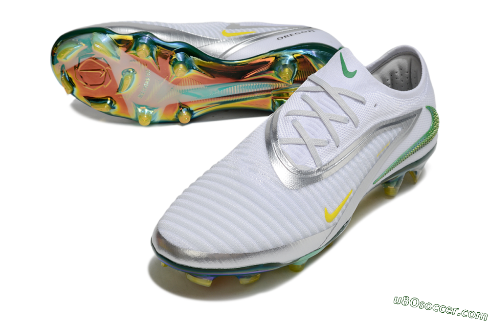Nike Phantom 6 Elite FG Firm Ground Soccer Cleats - White/Silver/Yellow 3