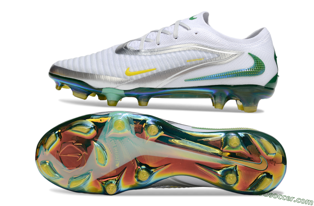 Nike Phantom 6 Elite FG Firm Ground Soccer Cleats - White/Silver/Yellow 0