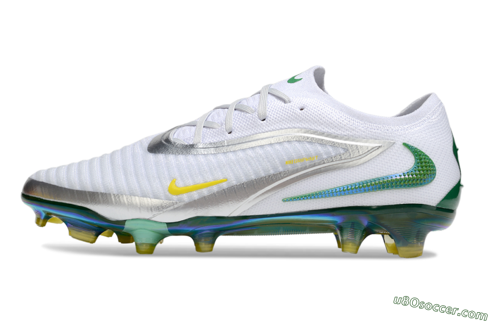 Nike Phantom 6 Elite FG Firm Ground Soccer Cleats - White/Silver/Yellow 2