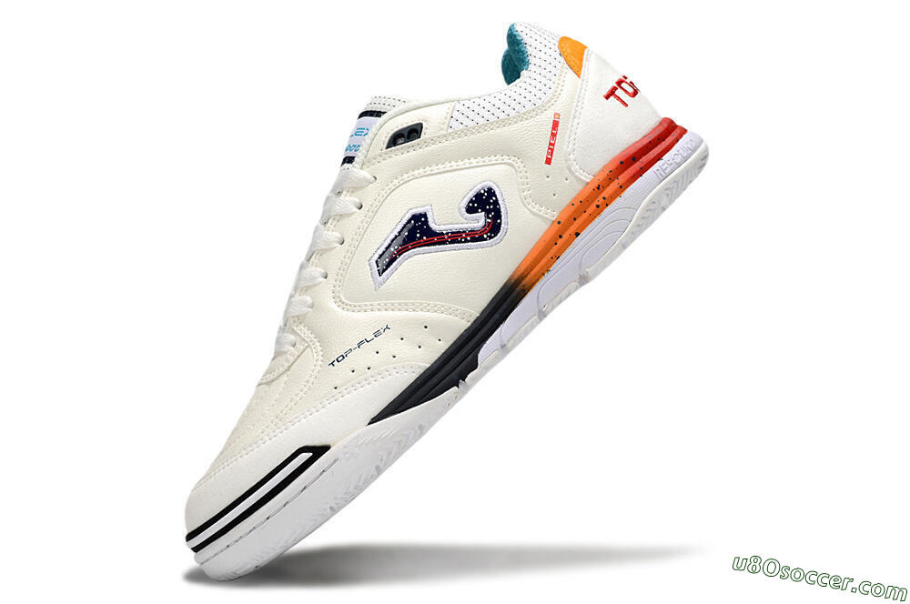 Joma Top Flex IC Indoor & Futsal Soccer Shoes - White/Black/Red 5