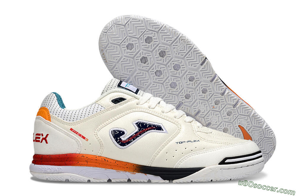 Joma Top Flex IC Indoor & Futsal Soccer Shoes - White/Black/Red 1
