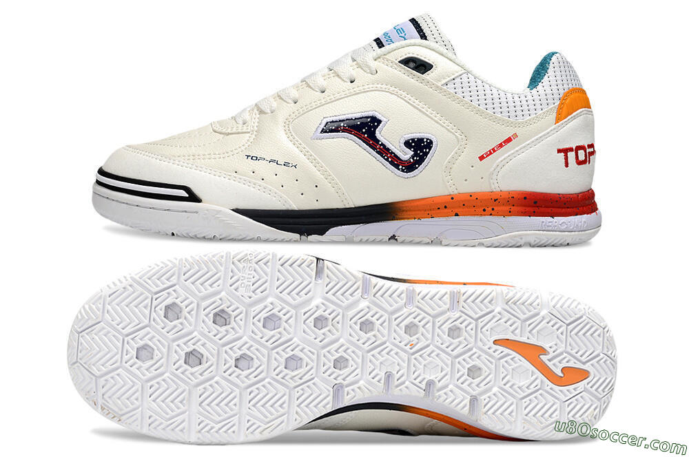 Joma Top Flex IC Indoor & Futsal Soccer Shoes - White/Black/Red 0