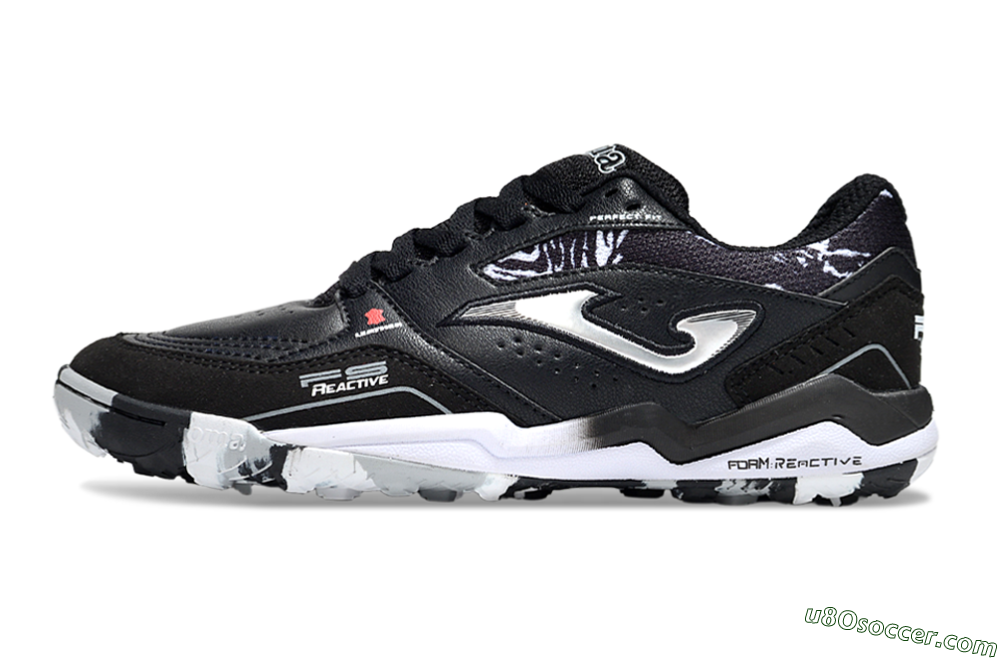 Joma Top Flex TF Artificial Turf Soccer Shoes - Black/Silver/White 2
