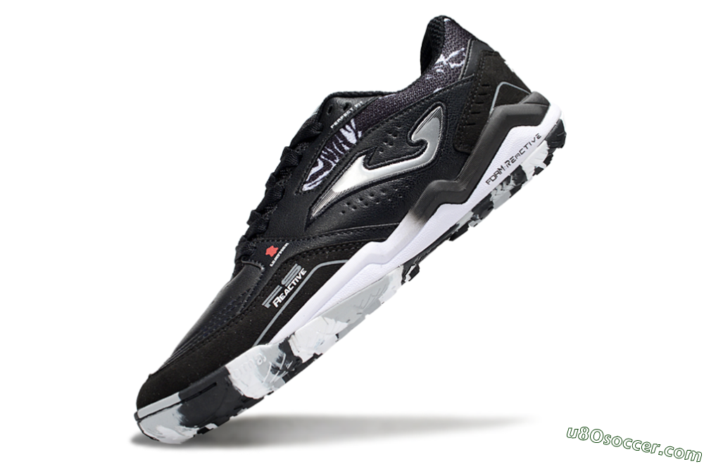Joma Top Flex TF Artificial Turf Soccer Shoes - Black/Silver/White 5