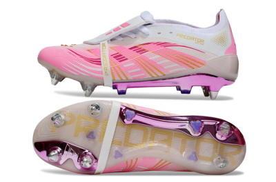 Adidas Predator 25 Elite Foldover Tongue SG Soft Ground Soccer Cleats - Pink/White/Gold