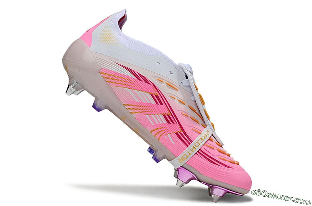 Adidas Predator 25 Elite Foldover Tongue SG Soft Ground Soccer Cleats - Pink/White/Gold 4