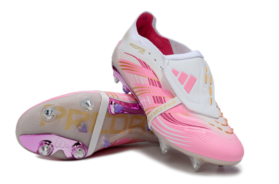 Adidas Predator 25 Elite Foldover Tongue SG Soft Ground Soccer Cleats - Pink/White/Gold