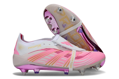 Adidas Predator 25 Elite Foldover Tongue SG Soft Ground Soccer Cleats - Pink/White/Gold
