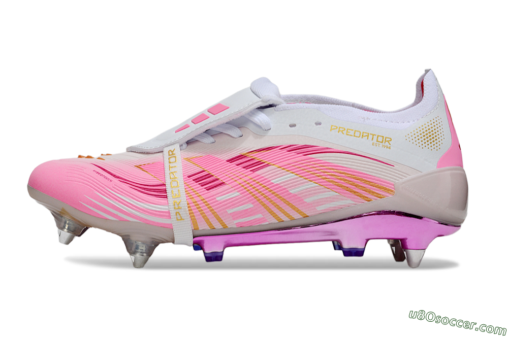 Adidas Predator 25 Elite Foldover Tongue SG Soft Ground Soccer Cleats - Pink/White/Gold 2