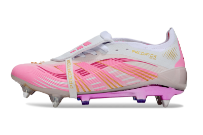 Adidas Predator 25 Elite Foldover Tongue SG Soft Ground Soccer Cleats - Pink/White/Gold