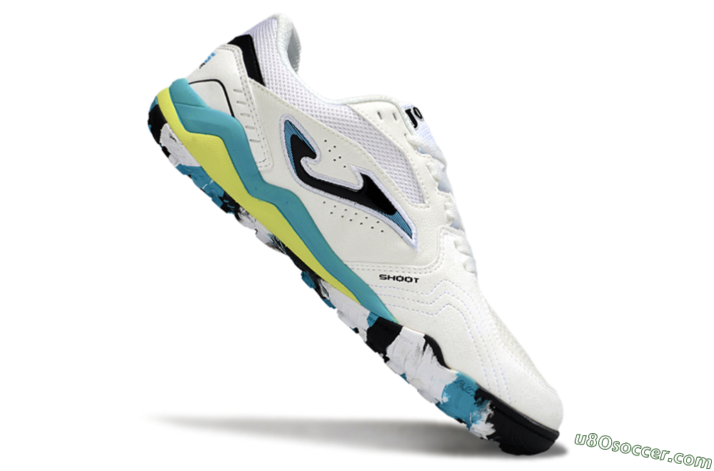 Joma Top Flex TF Artificial Turf Soccer Shoes - White/Jade/Yellow 4