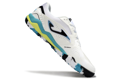 Joma Top Flex TF Artificial Turf Soccer Shoes - White/Jade/Yellow