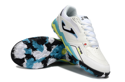 Joma Top Flex TF Artificial Turf Soccer Shoes - White/Jade/Yellow