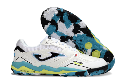 Joma Top Flex TF Artificial Turf Soccer Shoes - White/Jade/Yellow