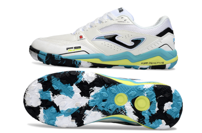 Joma Top Flex TF Artificial Turf Soccer Shoes - White/Jade/Yellow