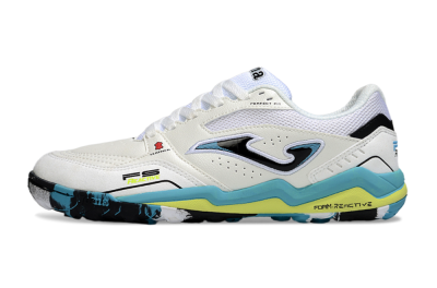Joma Top Flex TF Artificial Turf Soccer Shoes - White/Jade/Yellow