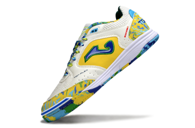Joma Top Flex IC Indoor & Futsal Soccer Shoes - White/Yellow/Blue