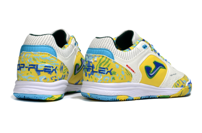Joma Top Flex IC Indoor & Futsal Soccer Shoes - White/Yellow/Blue