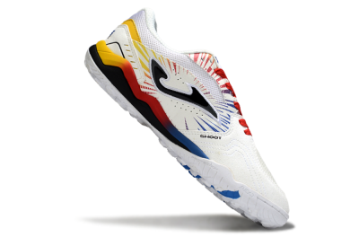 Joma Top Flex TF Artificial Turf Soccer Shoes - White/Blue/Red/Yellow