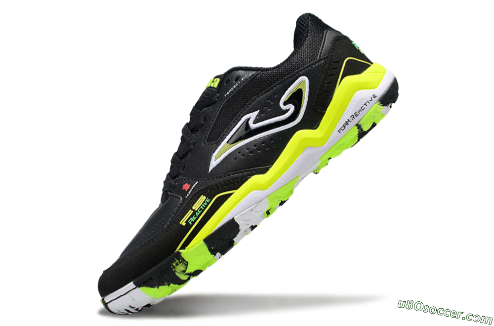Joma Top Flex TF Artificial Turf Soccer Shoes - Black/White/Yellow 5
