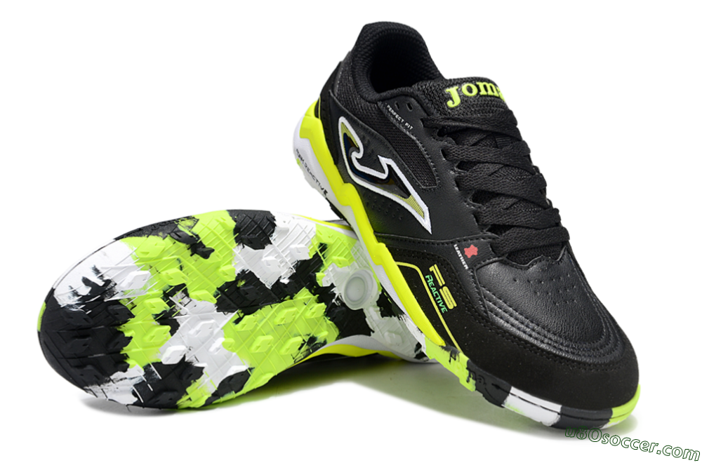 Joma Top Flex TF Artificial Turf Soccer Shoes - Black/White/Yellow 3