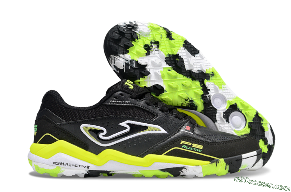 Joma Top Flex TF Artificial Turf Soccer Shoes - Black/White/Yellow 1