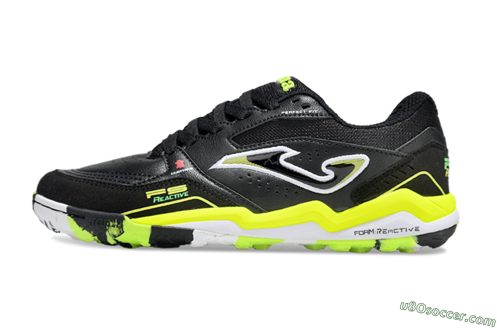 Joma Top Flex TF Artificial Turf Soccer Shoes - Black/White/Yellow 2