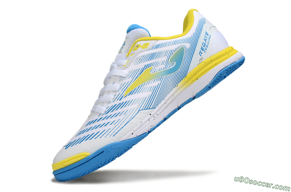 Joma Top Flex IC Indoor & Futsal Soccer Shoes - White/Blue/Yellow 5