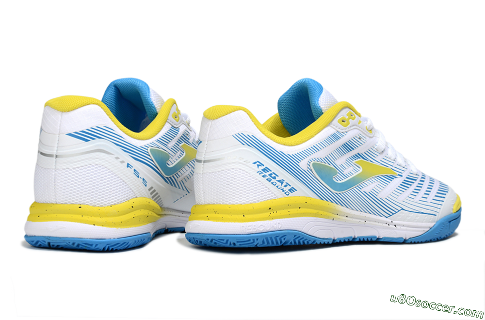 Joma Top Flex IC Indoor & Futsal Soccer Shoes - White/Blue/Yellow 6