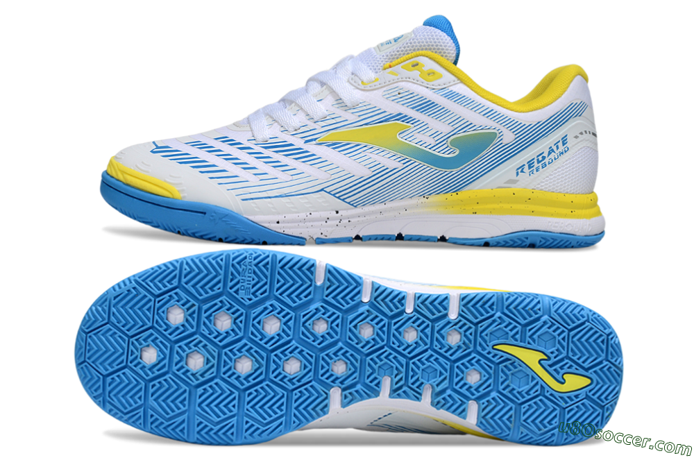 Joma Top Flex IC Indoor & Futsal Soccer Shoes - White/Blue/Yellow 0
