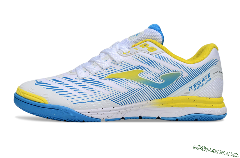 Joma Top Flex IC Indoor & Futsal Soccer Shoes - White/Blue/Yellow 2