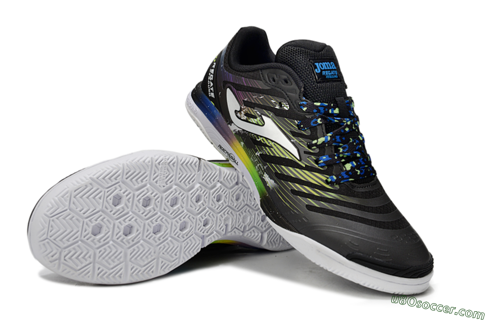 Joma Top Flex IC Indoor & Futsal Soccer Shoes - Black/White/Yellow 3